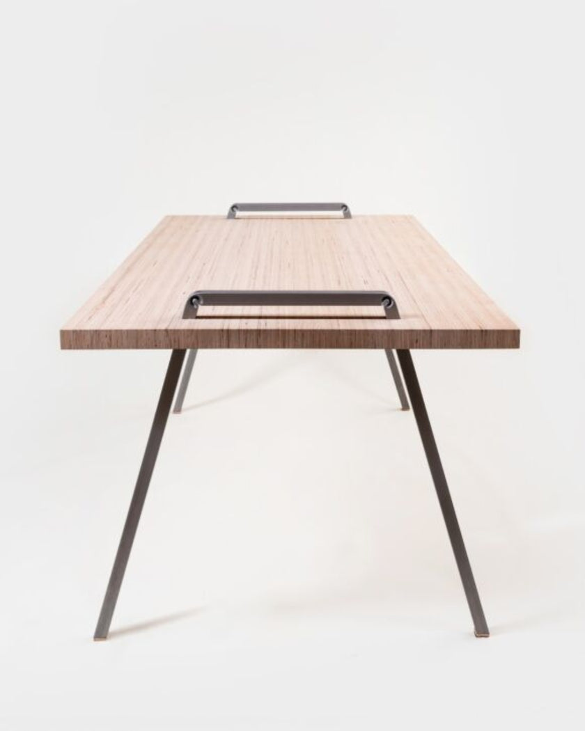 Strato Table – Laminated Beech and Powder-Coated Steel**