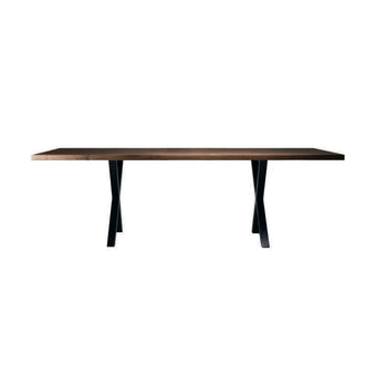 Cross Console Table – Walnut Finish with Sculptural X-Base Design