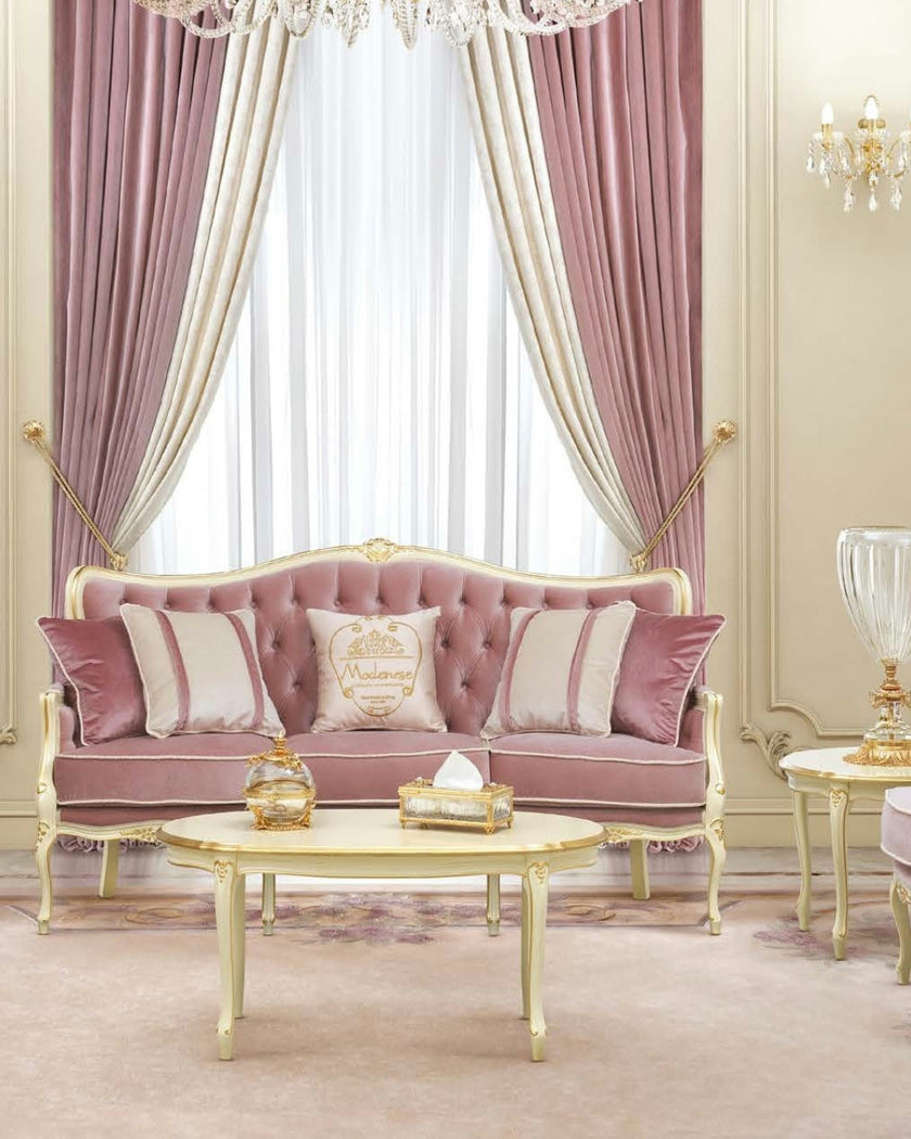 Timeless Noble Etiquette Oval Coffee Table – Ivory & Gold Italian Refinement*