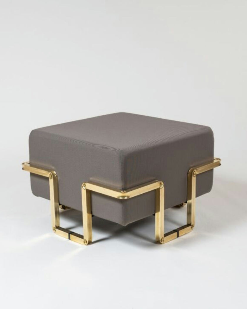 Materia Pouf – Brass and Sustainable Fabric by Guzzini**