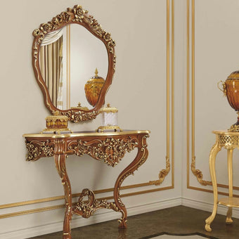 Timeless Florentine Bloom Console in Walnut & Gold*