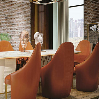Eclectic Terra Leather Modern Dining Chair*