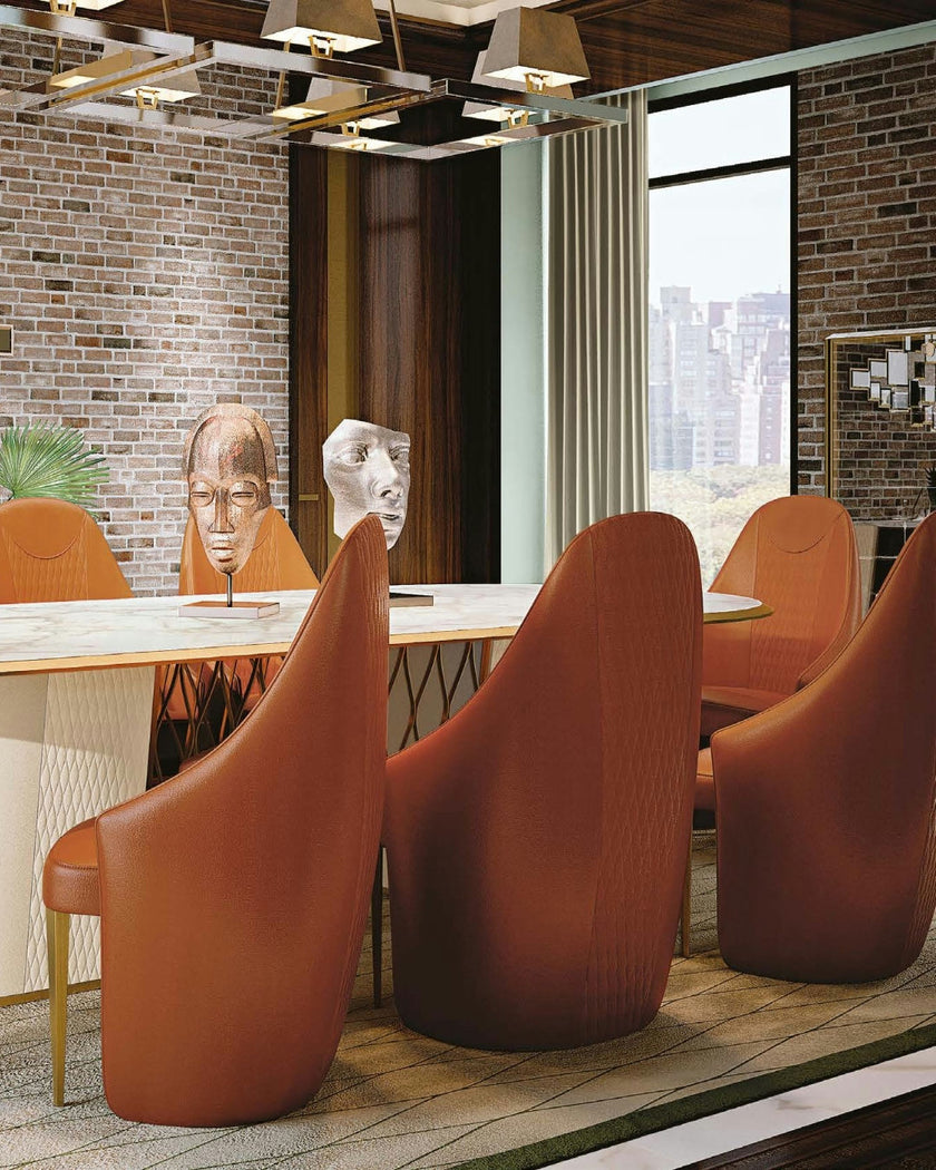 Eclectic Terra Leather Modern Dining Chair*