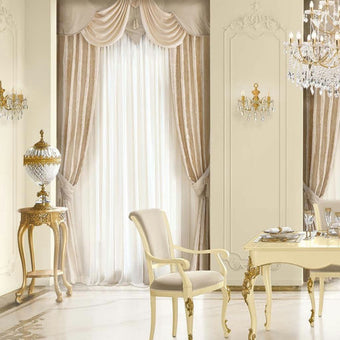 Timeless Luxe Ivory Dining With Armrest Gold Accents*