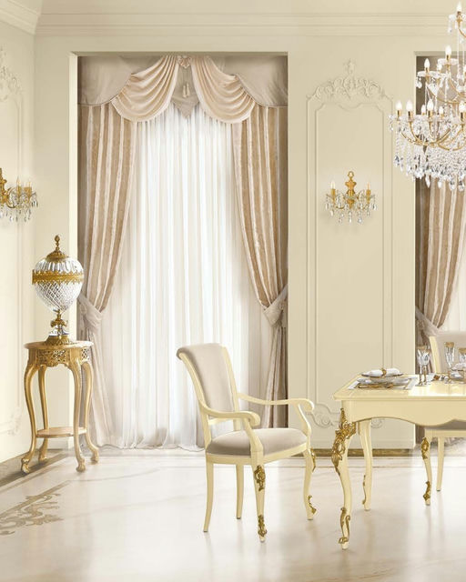 Timeless Luxe Ivory Dining With Armrest Gold Accents*
