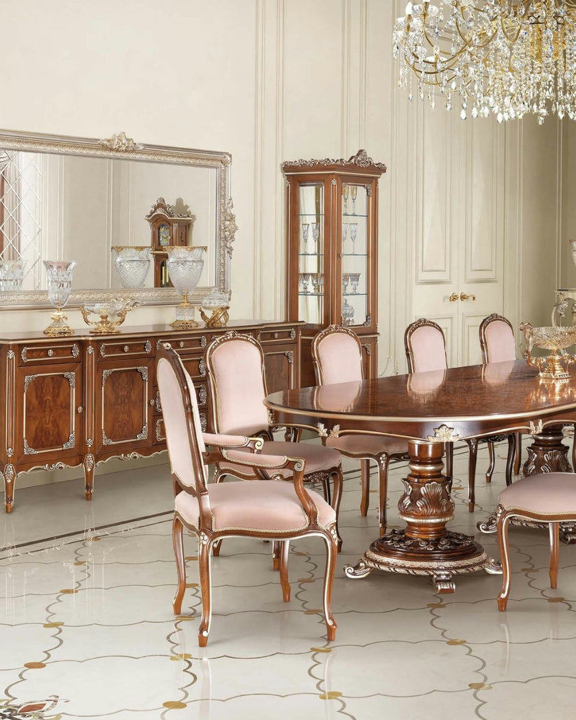 Eclectic Palazzo Dining With Armrest in Blush Velvet*