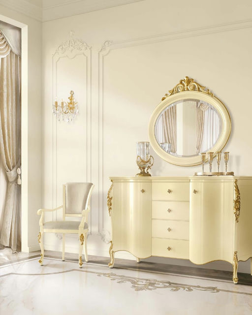 Timeless Luxe Ivory Dining With Armrest Gold Accents*