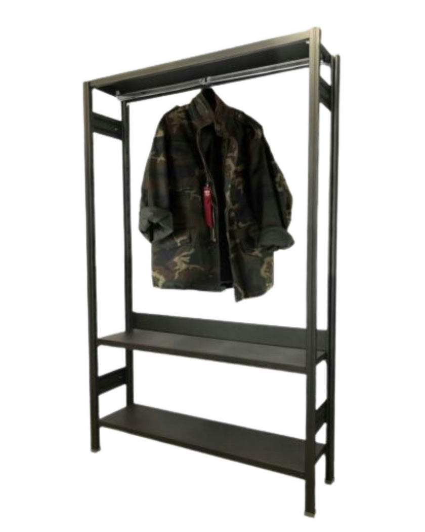 Forest Industrial Wardrobe – Streamlined Storage with Sculptural Presence