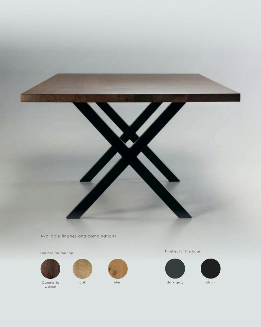 Cross Console Table – Walnut Finish with Sculptural X-Base Design
