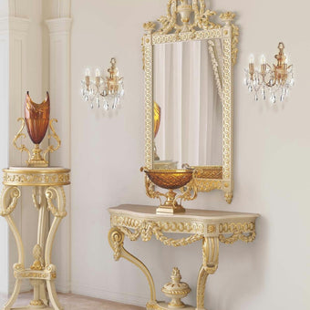 Timeless Imperial Garland Tall Console Table in Ivory & Gold*