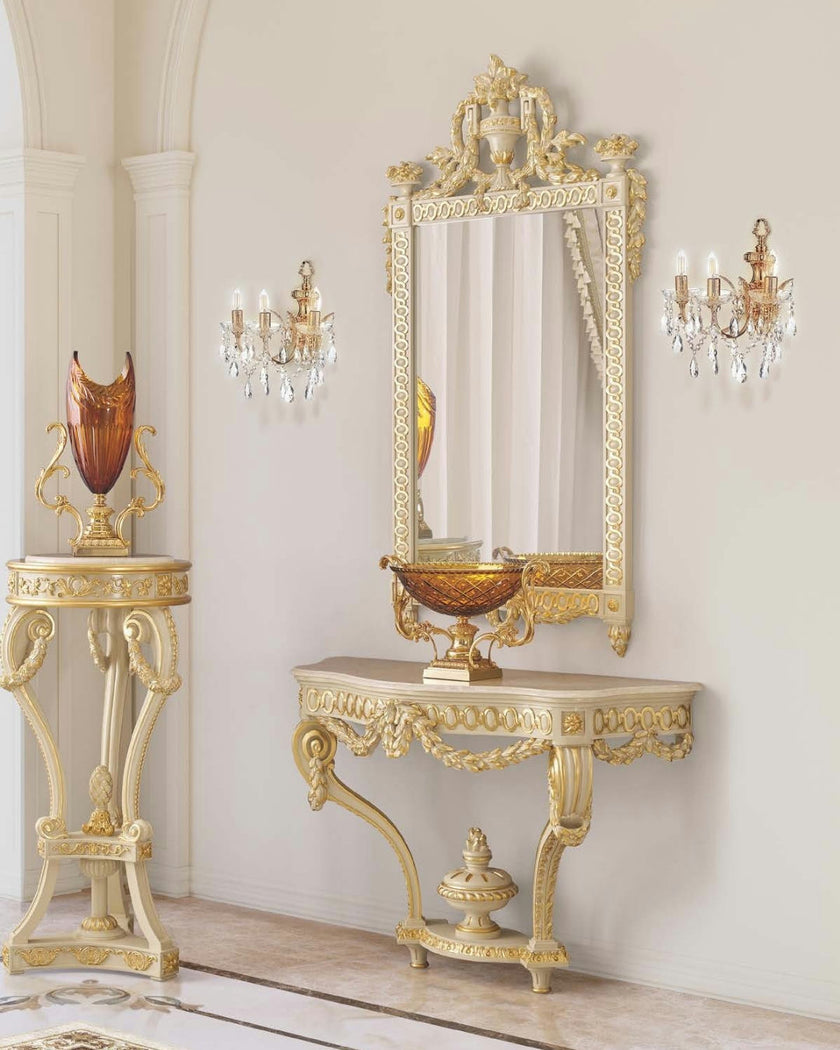 Timeless Imperial Garland Tall Console Table in Ivory & Gold*