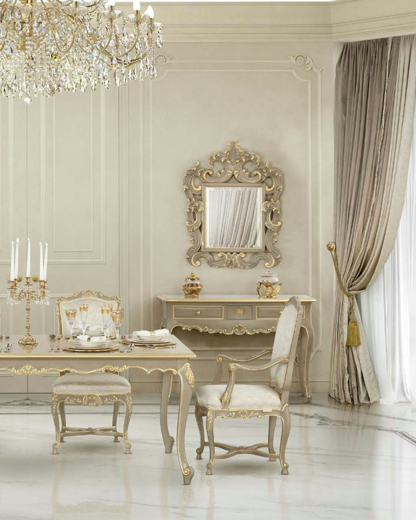 Eclectic Imperial Carved Chair without Armrest in Pearl Satin*