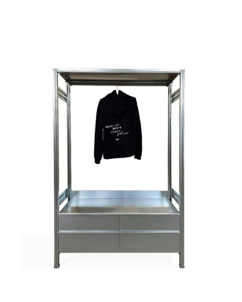 Galvanized Steel Wardrobe with Bottom Drawers – Durable Design, Refined Function