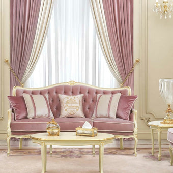 Timeless Noble Etiquette Oval Coffee Table – Ivory & Gold Italian Refinement*