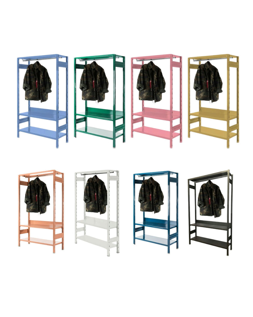 Forest Industrial Wardrobe – Streamlined Storage with Sculptural Presence