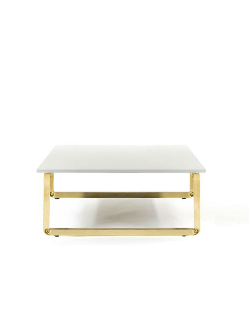 FLEX Low Table – Brass & Wood Minimalist Sculpture**