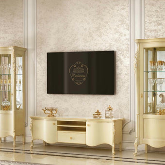 Timeless Regal Lacquered TV Console with Gold Accents*