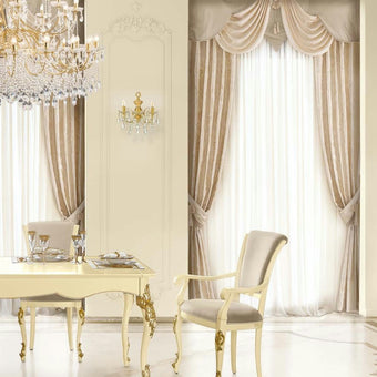 Timeless Luxe Ivory Dining With Armrest Gold Accents*