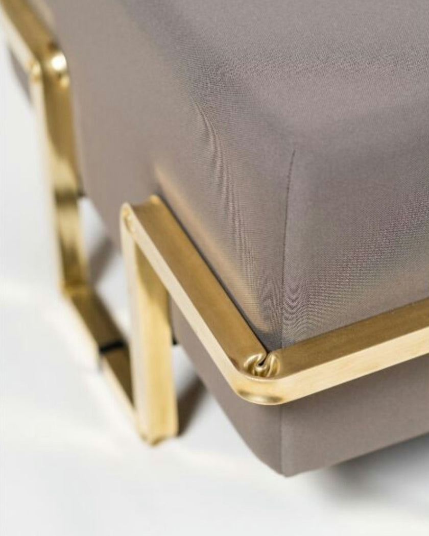Materia Pouf – Brass and Sustainable Fabric by Guzzini**