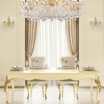 Timeless Luxe Ivory Dining Without Armrest Gold Accents*