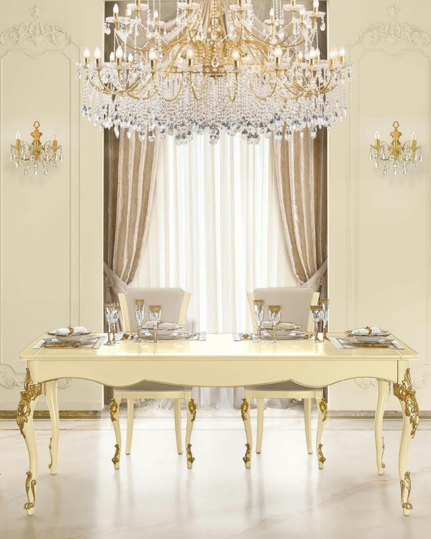 Timeless Luxe Ivory Dining Without Armrest Gold Accents*