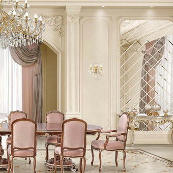 Eclectic Palazzo Dining With Armrest in Blush Velvet*