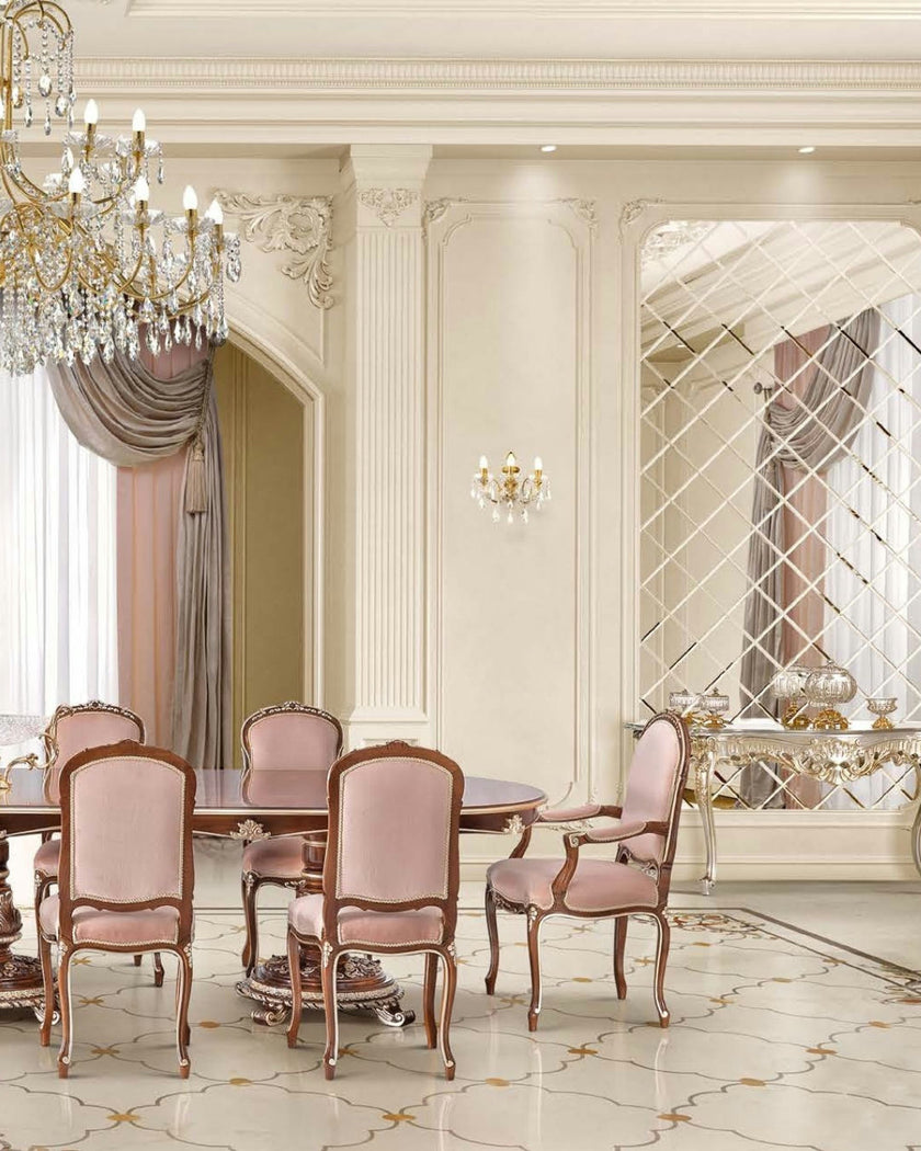Eclectic Palazzo Dining With Armrest in Blush Velvet*